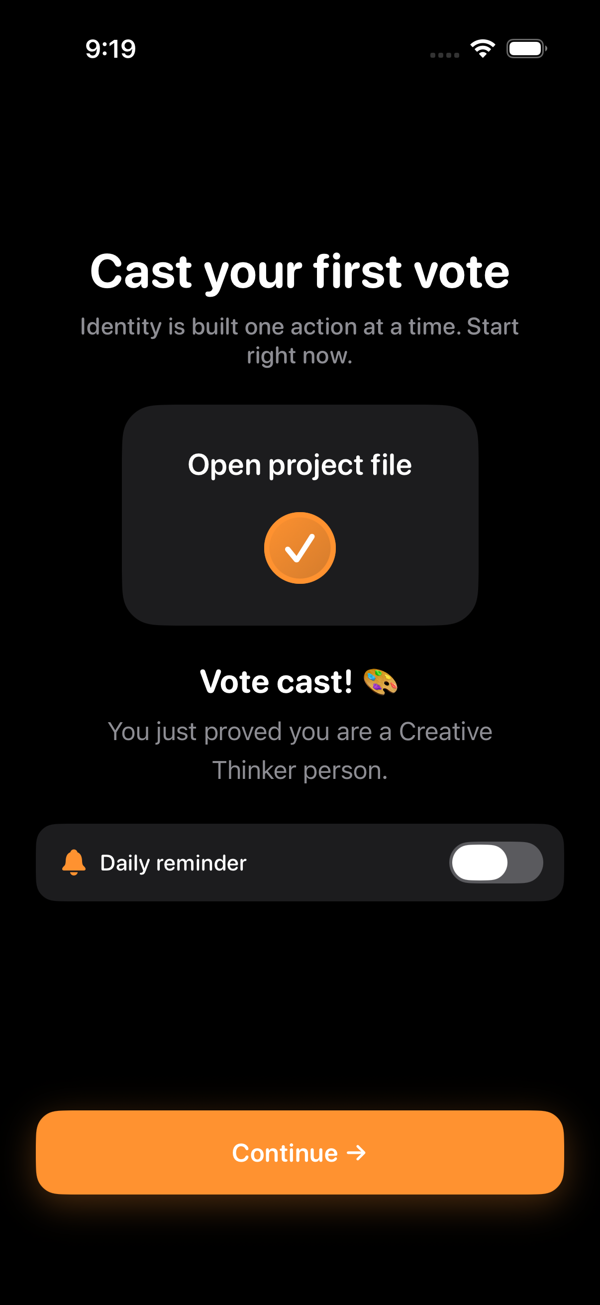 Onboarding — Cast your first vote and prove your identity